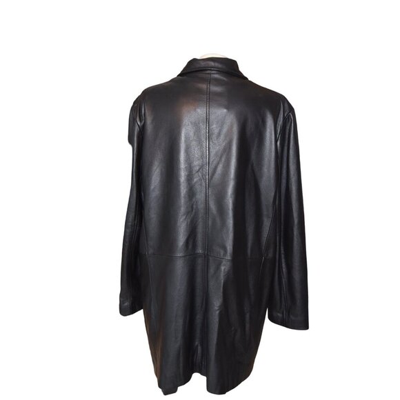 Vintage 90s Y2K Worthington Leather Button Down Black Leather Jacket Size XL - Picture 5 of 11
